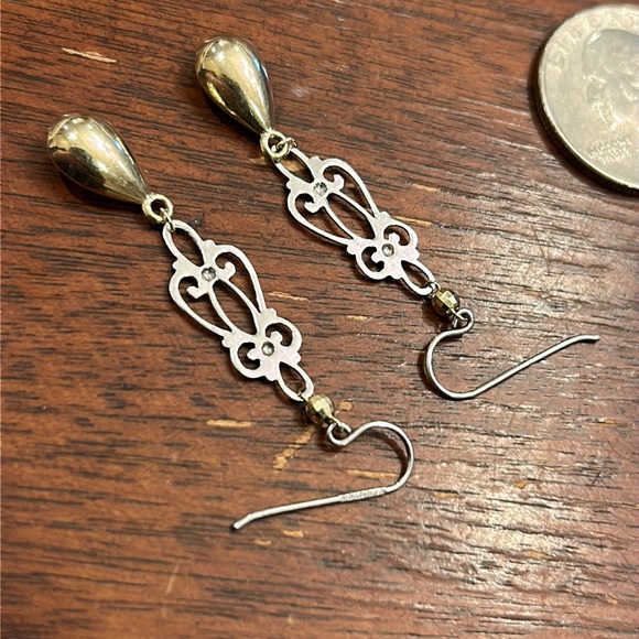 Michael Anthony 10K Gold & 925 Silver Dangle Earrings. - Picture 10 of 14